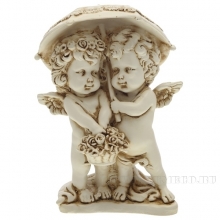Фигура декоративная Ангелочки под зонтом (цвет антик), L11,5W9,5H15,5 cм