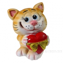 Копилка Котик с сердцем (рыжий) L9.5W9H13см