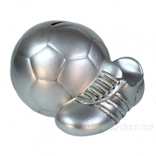 Копилка Мяч с бутсой(цвет серебро)L17W14H13см
