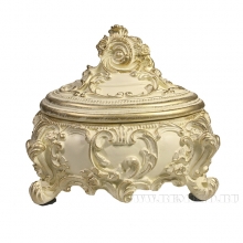 Изделие декоративное Шкатулка(цвет слоновая кость золото)L16W13H14см