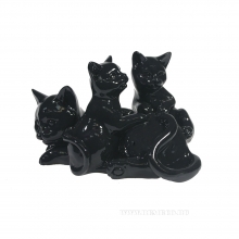 фигура декоративная Кошка с котятами (черный глянец) L17W12H11 см