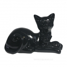 фигура декоративная Кошка с котенком (черный глянец) L18W10H12 см