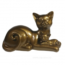 фигура декоративная Кошка с котенком (темное золото глянец) L18W10H12 см