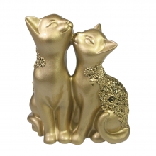 Фигура декоративная Кот и кошка (светлое золото) L8W12,5H14
