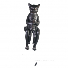 Фигура декоративная Кот с котенком рыбачат (черный) L15W13H22.5