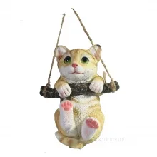 Фигура декоративная Котенок на ветке (рыжий) L11W10H15,5