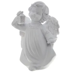 Фигура декоративная Ангел с фонариком (цвет белый), L11W8H15 cм